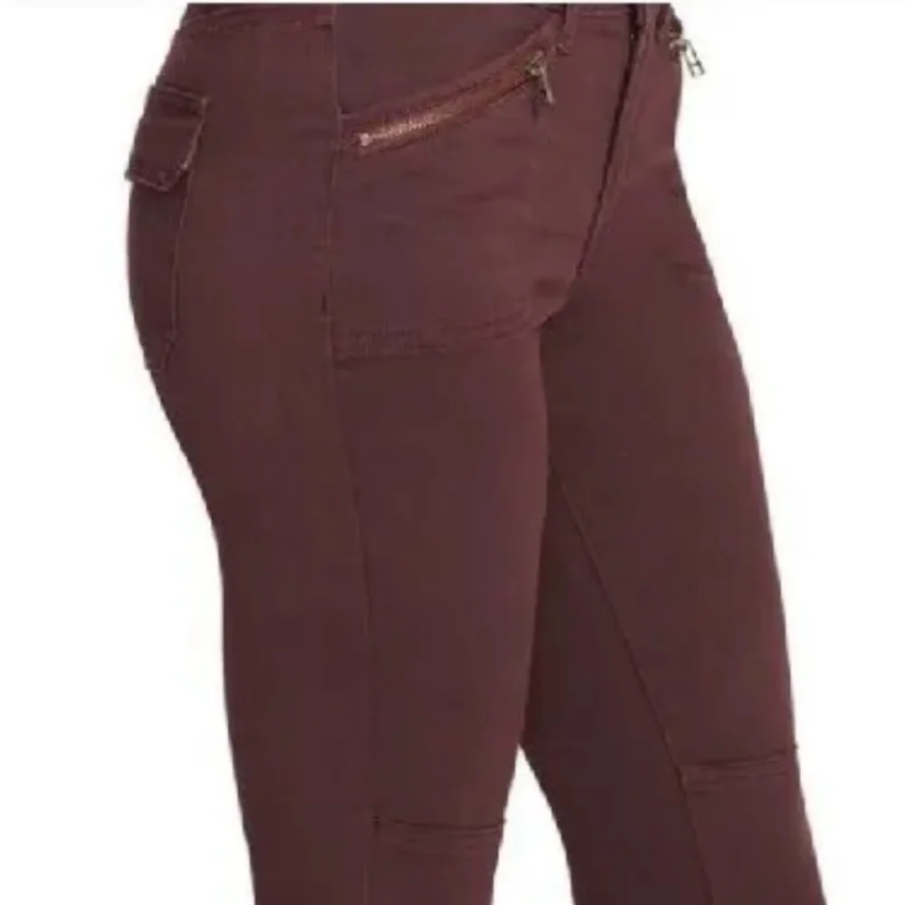 William Rast Pants Jane Skinny Cargo Jeans Ankle Stretch Denim Wine Woman Sz 27
